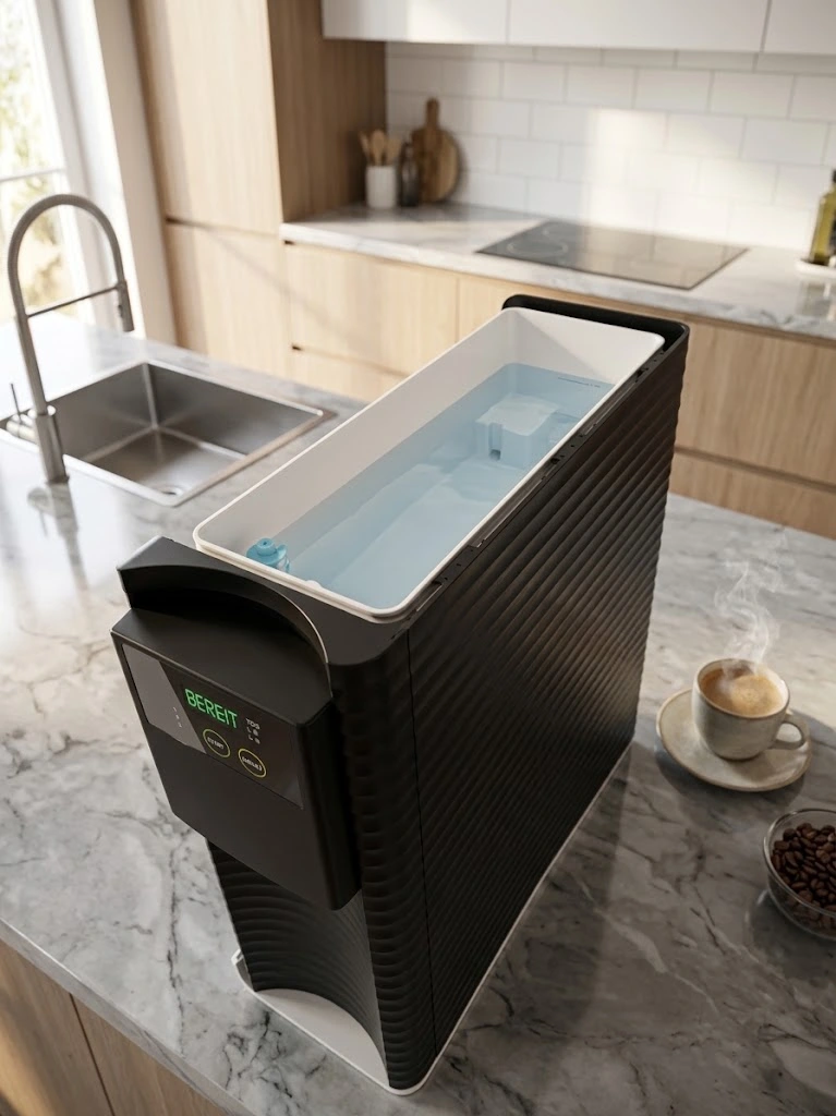 Integrierter Wassertank der Pura SO100 in der Seitenansicht
