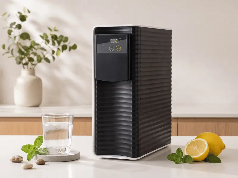 Sonvita Pura SO100 aufrecht im Küchenunterschrank neben dem Siphon